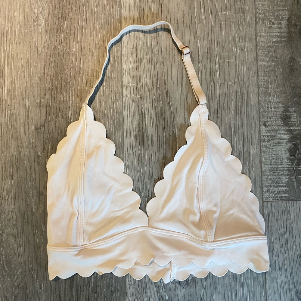 Nude Scalloped Halter Bralette